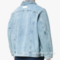 Custom Button Mens Light Blue Washed Denim Jacket